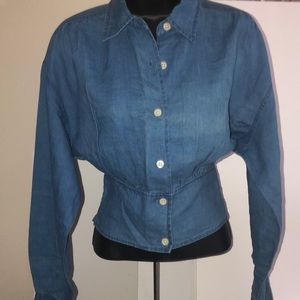 ARMANI JEANS CROPPED POPLIN BLOUSE